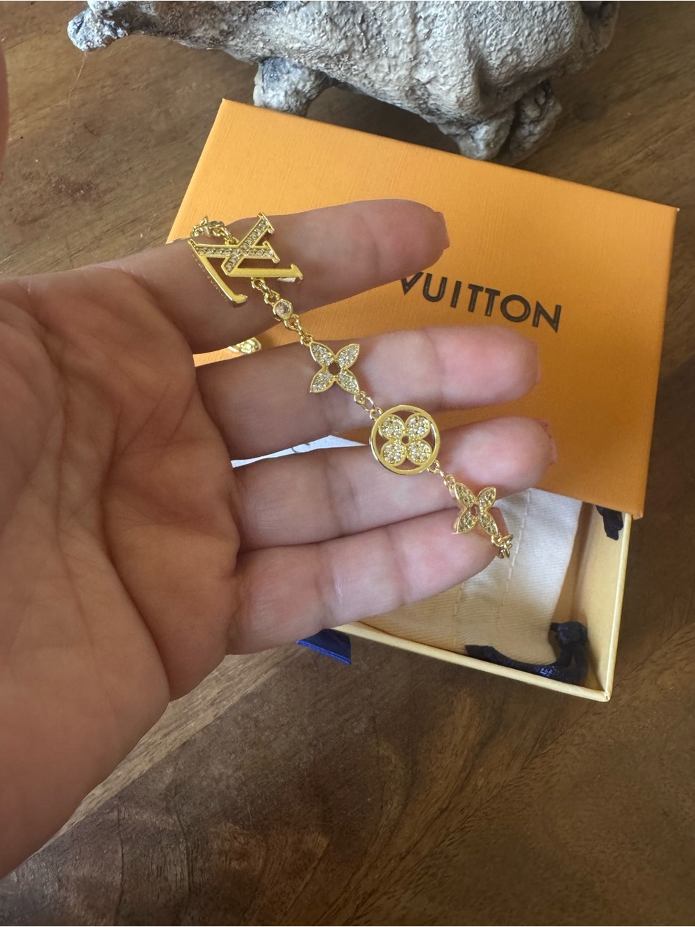 Louis Vuitton Gold Charm Bracelet with Monogram Motifs - Picture 13 of 13